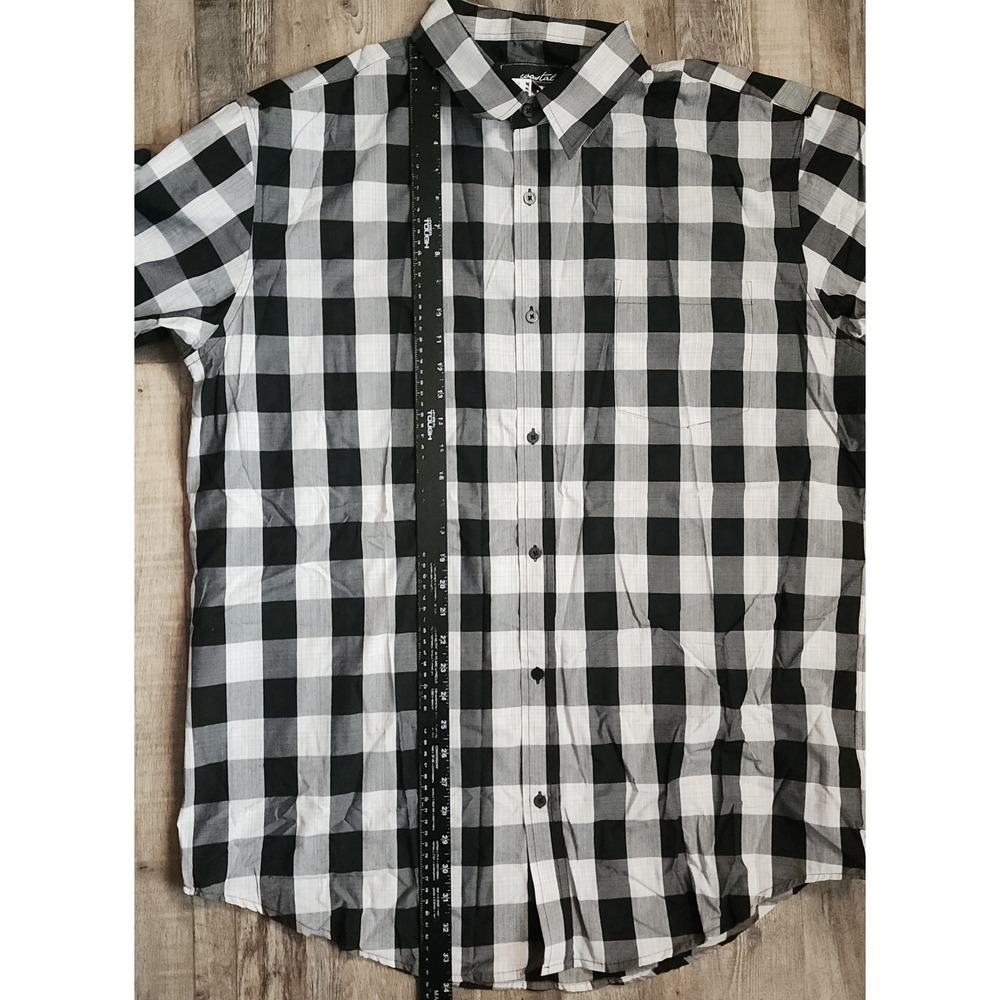 Coastal Button Down Shirt Mens XXL Black White Plaid Short Sleeve Buffalo Check - Picture 4 of 6